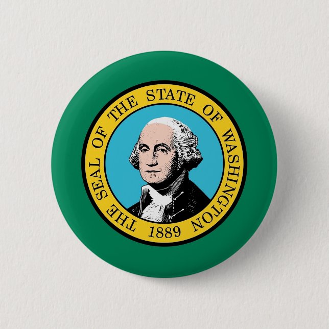 Badge Rond 5 Cm Bouton avec drapeau de Washington (Devant)