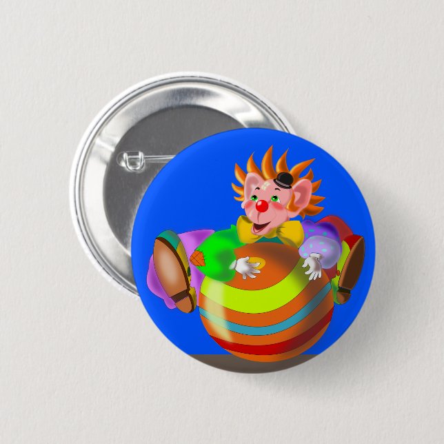 Badge Rond 5 Cm Bouton avec un joyeux clown (Devant & derrière)