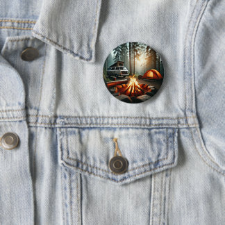 Badge Rond 5 Cm Bouton Aventure Feu de Campagne