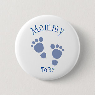 Badge Rond 5 Cm Bouton Baby shower Bébé Garçon bleu empreinte