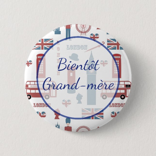 Badge Rond 5 Cm Bouton Baby shower Bientôt Grand-mère (Devant)