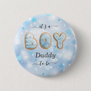 Badge Rond 5 Cm Bouton Baby shower Blue Daddy to Be Boy