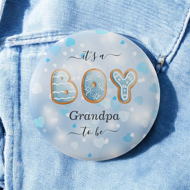 Badge Rond 5 Cm Bouton Baby shower Blue Grand-père to Be Boy (Créateur téléchargé)