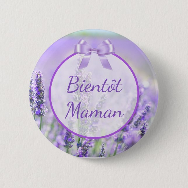 Badge Rond 5 Cm Bouton Baby shower de Bientôt Maman (Devant)