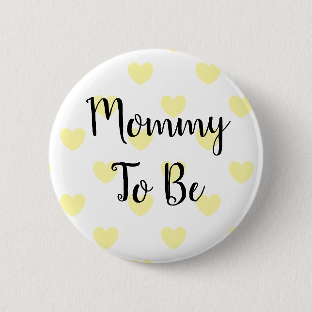Badge Rond 5 Cm Bouton Baby shower de la maman pour être des Coeur (Devant)