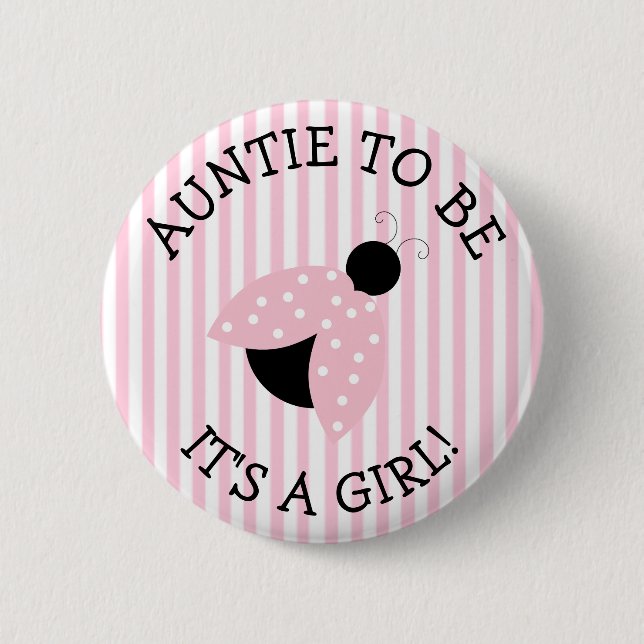 Badge Rond 5 Cm Bouton Baby shower de la tante à être rose Ladybug (Devant)