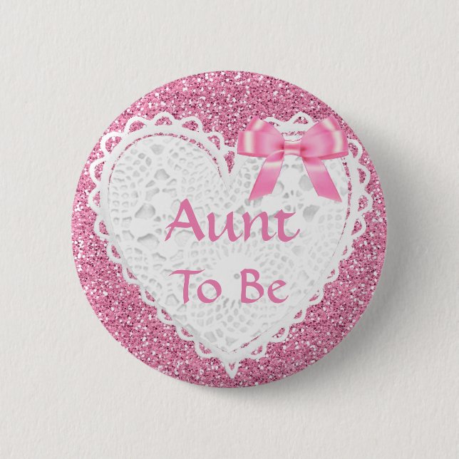 Badge Rond 5 Cm Bouton Baby shower de la Tante de la cale rose (Devant)