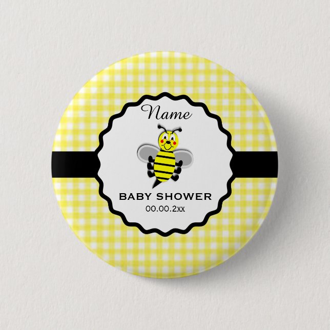 Badge Rond 5 Cm Bouton Baby shower de l'abeille (Devant)