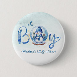 Badge Rond 5 Cm Bouton Baby shower de thème d'hiver Oh garçon