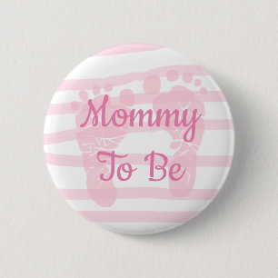 Badge Rond 5 Cm Bouton Baby shower fille rose et blanche