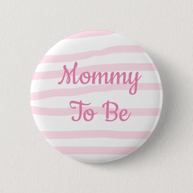 Badge Rond 5 Cm Bouton Baby shower fille rose et blanche (Devant)