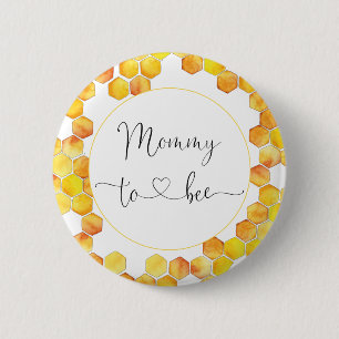 Badge Rond 5 Cm Bouton Baby shower maman à abeille