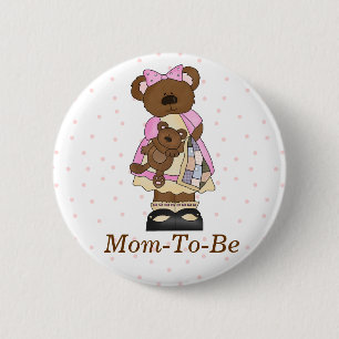 Badge Rond 5 Cm Bouton Baby shower maman ours maman Pin