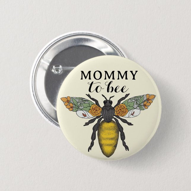 Badge Rond 5 Cm Bouton Baby shower miel Bee Mommy to Bee | Bombe (Devant & derrière)