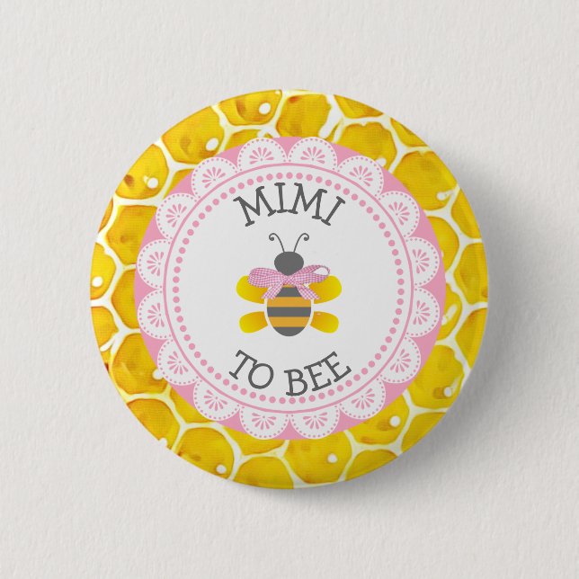 Badge Rond 5 Cm Bouton Baby shower Mimi to Bee (Devant)