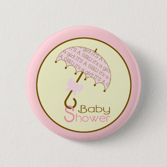 Badge Rond 5 Cm Bouton Baby shower rose - Parapluie (Devant)