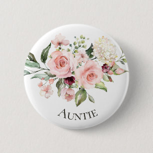 Badge Rond 5 Cm Bouton Baby shower rose Roses Bouton Tante