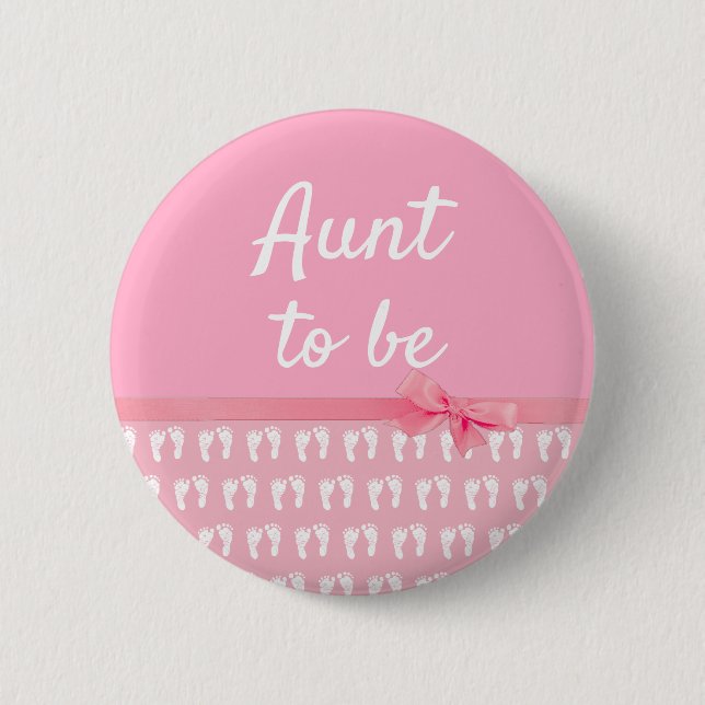 Badge Rond 5 Cm Bouton Baby shower Tante rose à suivre (Devant)
