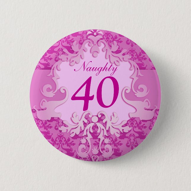 Badge Rond 5 Cm Bouton/badge d'éléphant damassé "Naughty 40" (Devant)