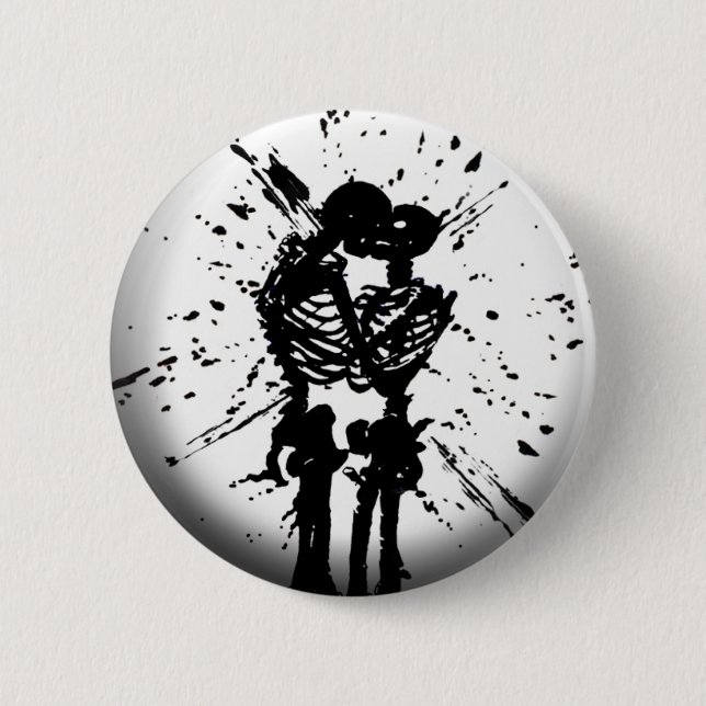 Badge Rond 5 Cm Bouton Baiser crâne (Devant)