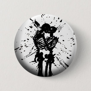 Badge Rond 5 Cm Bouton Baiser crâne