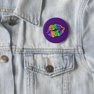 Badge Rond 5 Cm Bouton Baiser Mardi Gras