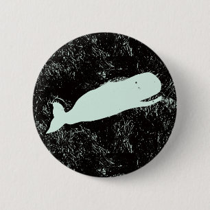 Badge Rond 5 Cm bouton baleine blanche