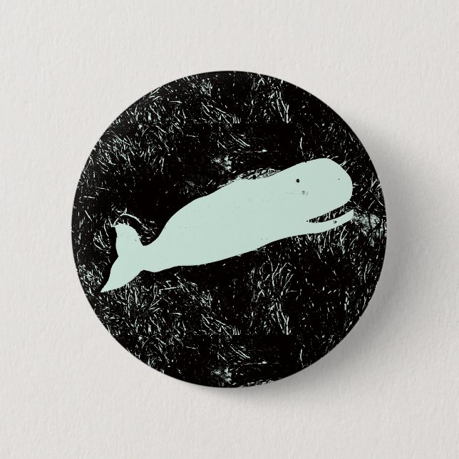 Badge Rond 5 Cm bouton baleine blanche (Devant)