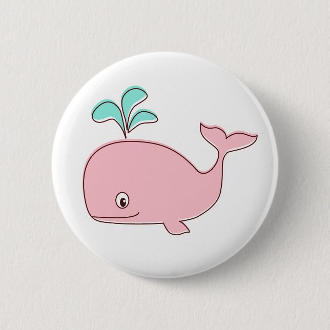 Badge Rond 5 Cm Bouton baleine rose (Devant)
