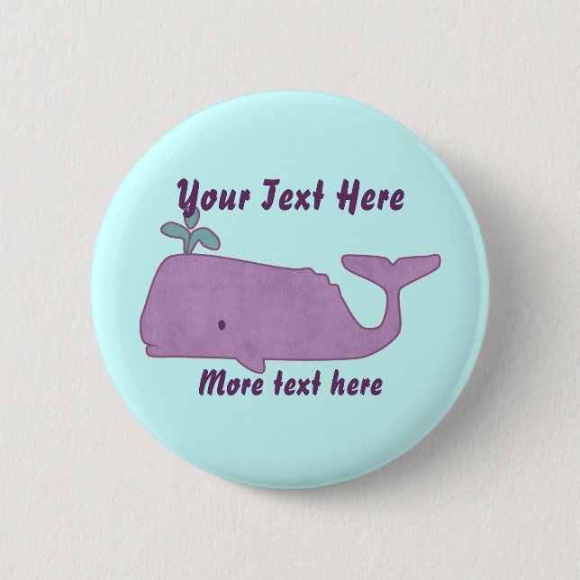 Badge Rond 5 Cm Bouton Baleine violette (Devant)