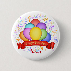 Badge Rond 5 Cm Bouton Ballons d'anniversaire et bannière