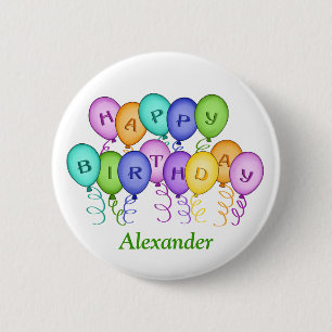 Badge Rond 5 Cm Bouton Ballons d'anniversaire heureux