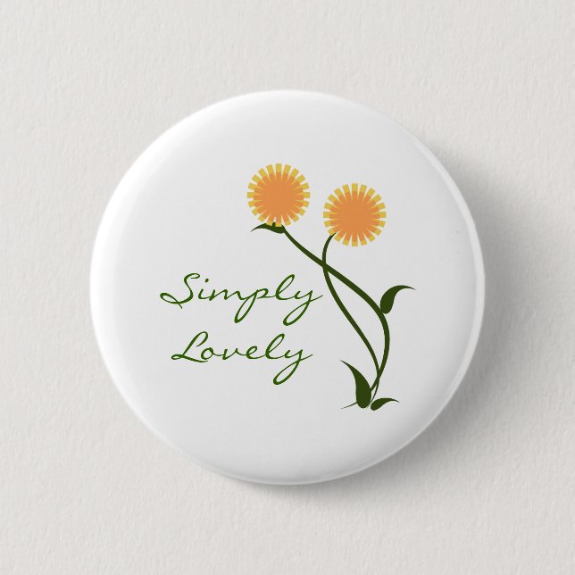 Badge Rond 5 Cm Bouton Beaux Fleurs, Orange (Devant)