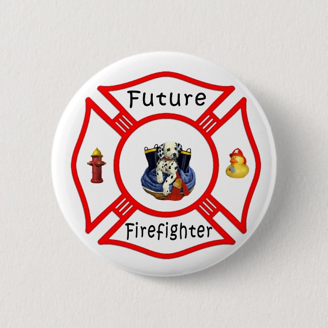 Badge Rond 5 Cm Bouton bébé du pompier Futur (Devant)