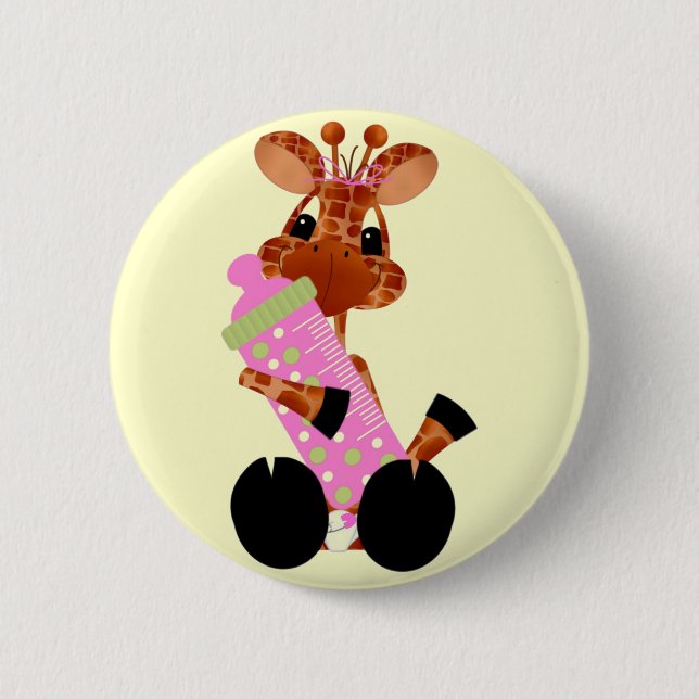 Badge Rond 5 Cm Bouton Bébé Giraffe (Devant)