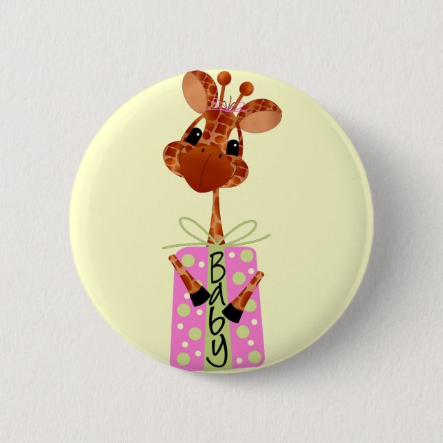 Badge Rond 5 Cm Bouton Bébé Giraffe (Devant)