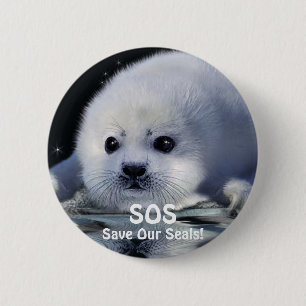 Badge Rond 5 Cm Bouton BÉBÉ HARP SEAL Design