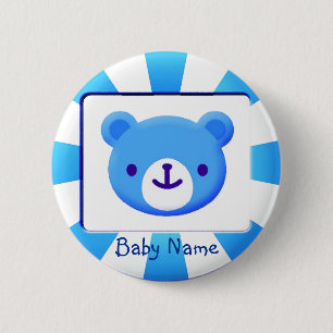 Badge Rond 5 Cm Bouton Bébé Ours Bleu