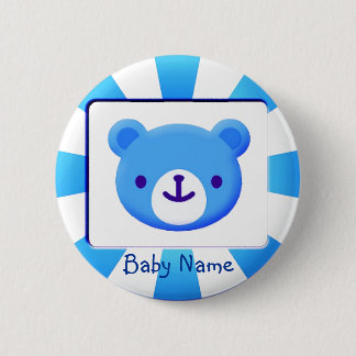 Badge Rond 5 Cm Bouton Bébé Ours Bleu