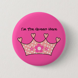 Badge Rond 5 Cm Bouton Bébé Touts Petits Fille Je Suis La Reine Ic