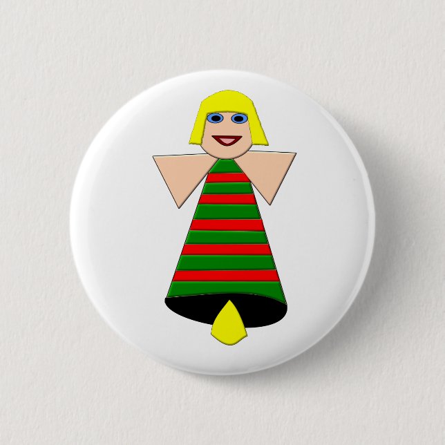 Badge Rond 5 Cm Bouton Bell Angel de Noël (Devant)