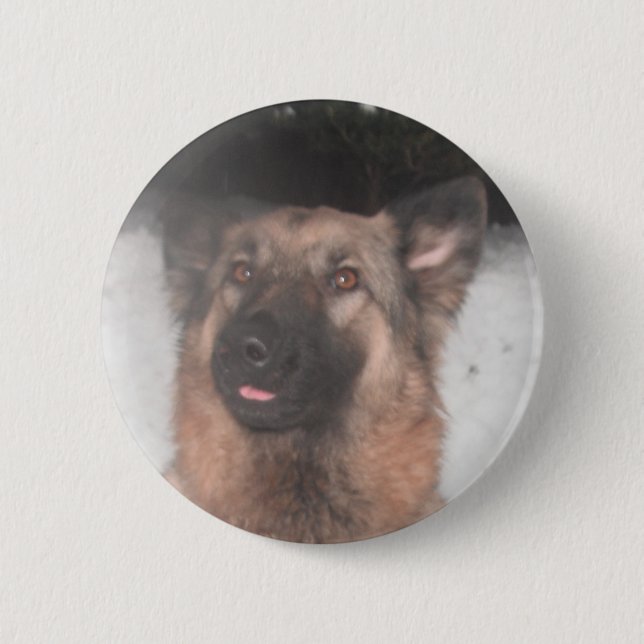 Badge Rond 5 Cm Bouton berger allemand Sticking Tongue Out (Devant)