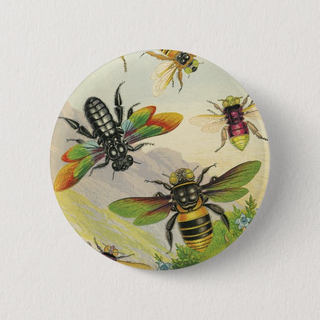 Badge Rond 5 Cm Bouton Bevy of Beautiful Bees (Devant)