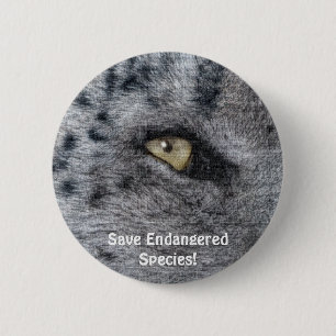 Badge Rond 5 Cm Bouton BIG CAT Snow Leopard Espèces en péril