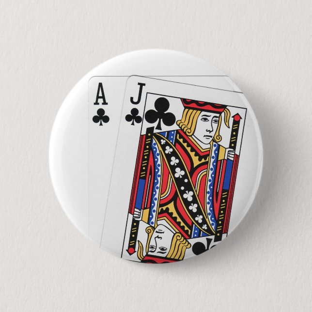 Badge Rond 5 Cm Bouton Blackjack (Devant)
