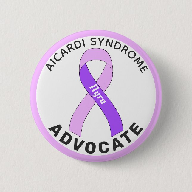 Badge Rond 5 Cm Bouton blanc Aicardi Syndrome Advocate de ruban (Devant)