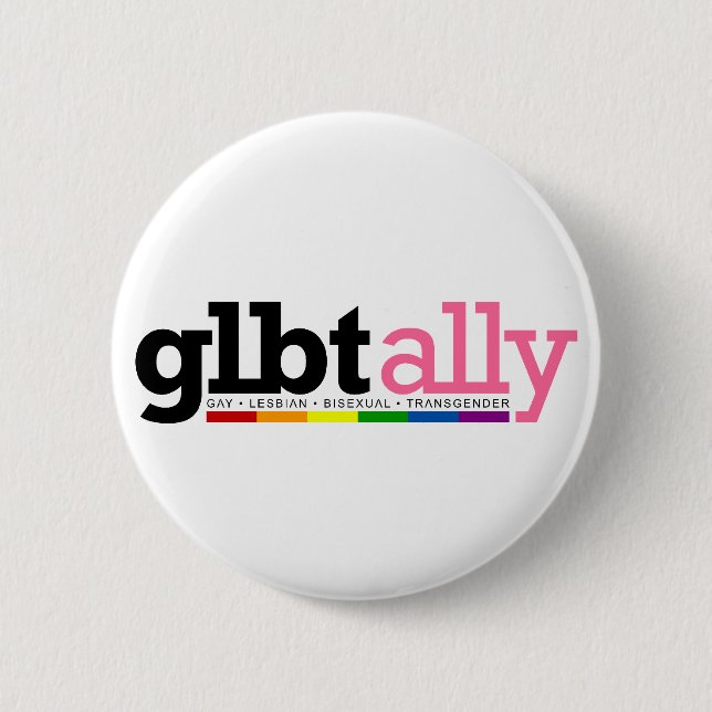 Badge Rond 5 Cm Bouton blanc Ally GLBT (Devant)