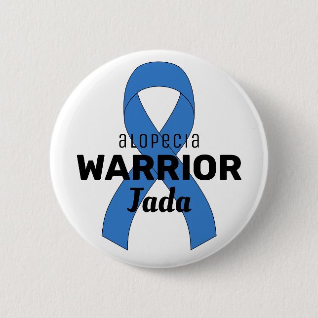 Badge Rond 5 Cm Bouton blanc Alopecia Warrior Ribbon (Devant)