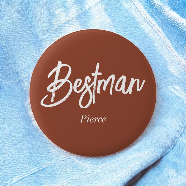 Badge Rond 5 Cm Bouton blanc Brown Bestman Terracotta (Créateur téléchargé)