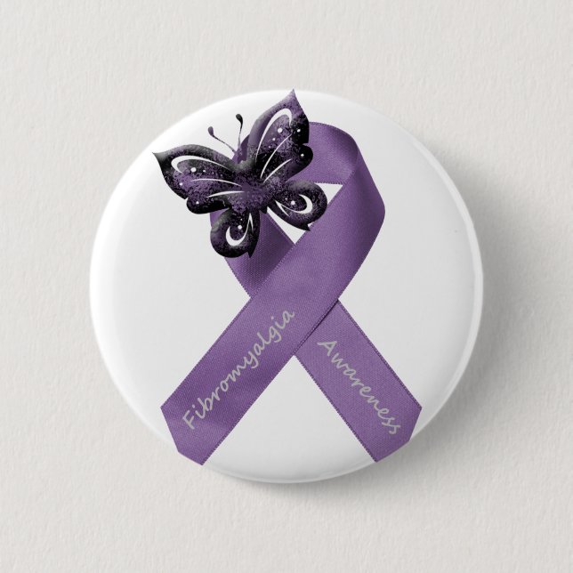Badge Rond 5 Cm Bouton blanc de fibromyalgie (Devant)